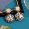 Black Color Moissanite Kundan Earrings (KDE977BLK)