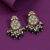 Black Color Kundan Earrings (KDE978BLK)