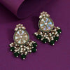 Green Color Kundan Earrings (KDE978GRN)