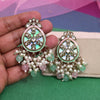 Pink & Pista Green Color Kundan Earrings (KDE978PNKPGRN)