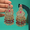 Rani Color Kundan Pakistani Earrings (KDE980RNI)