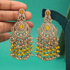 Yellow Color Kundan Pakistani Earrings (KDE980YLW)