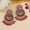 Rani Color Kundan Pakistani Earrings (KDE981RNI)