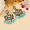 Firozi Color Kundan Pakistani Earrings (KDE982FRZ)