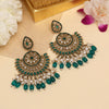 Green Color Kundan Pakistani Earrings (KDE982GRN)