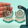 Green Color Kundan Pakistani Earrings (KDE982GRN)