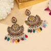 Multi Color Kundan Pakistani Earrings (KDE982MLT)