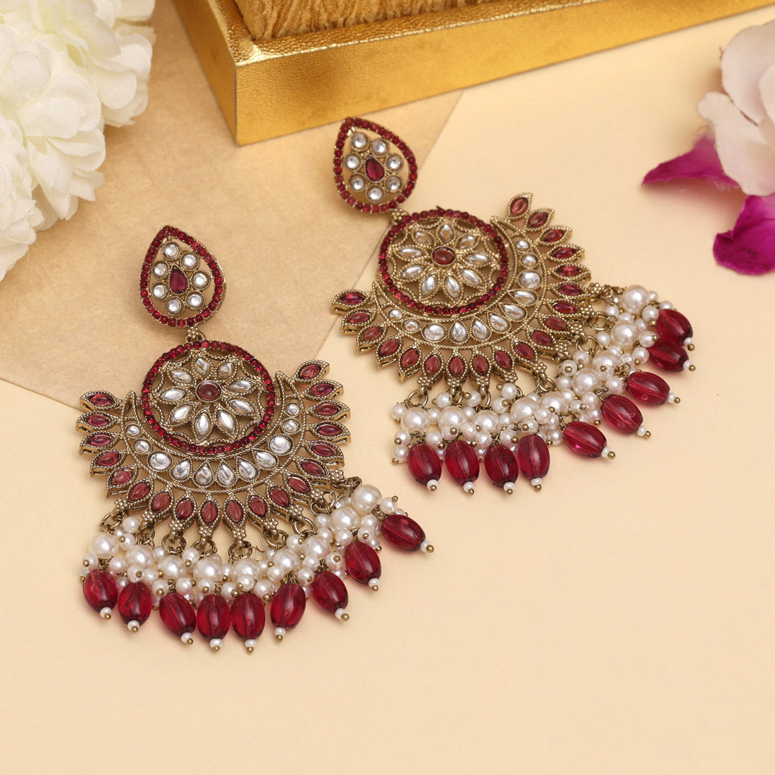 Purple Color Kundan Pakistani Earrings (KDE982PRP)