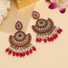 Rani Color Kundan Pakistani Earrings (KDE982RNI)