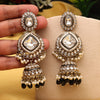 Black Color Kundan Earrings (KDE983BLK)