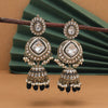 Black Color Kundan Earrings (KDE983BLK)