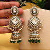 Green Color Kundan Earrings (KDE983GRN)