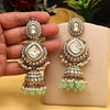 Pista Green Color Kundan Earrings (KDE983PGRN)