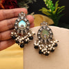 Black Color Meena Work Kundan Earrings (KDE984BLK)