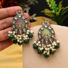 Green Color Meena Work Kundan Earrings (KDE984GRN)