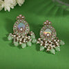 Pista Green Color Meena Work Kundan Earrings (KDE984PGRN)