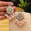 Pink Color Meena Work Kundan Earrings (KDE984PNK)