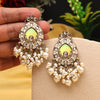 White Color Meena Work Kundan Earrings (KDE984WHT)