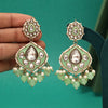 Pista Green Color Kundan Meenakari Earrings (KDE985PGRN)