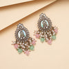 Pink & Pista Green Color Kundan Earrings (KDE986PNKPGRN)