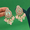 Pink & Pista Green Color Kundan Earrings (KDE986PNKPGRN)