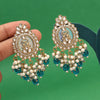 Turquoise Blue Color Kundan Earrings (KDE986TBLU)