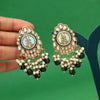 Green Color Kundan Earrings (KDE987GRN)