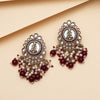 Maroon Color Kundan Earrings (KDE987MRN)