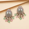 Pink & Pista Green Color Kundan Earrings (KDE987PNKPGRN)