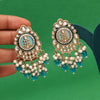 Turquoise Blue Color Kundan Earrings (KDE987TBLU)