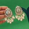 White Color Kundan Earrings (KDE987WHT)