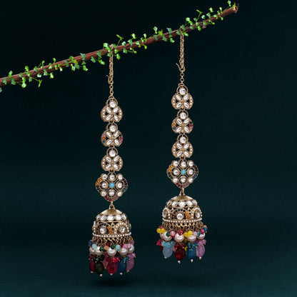 Multi Color Big Size jhumka Kundan Earrings (KDE988MLT)