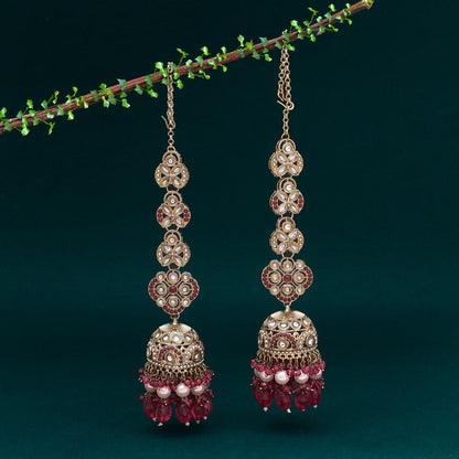 Magenta Color Big Size jhumka Kundan Earrings (KDE988MNT)