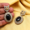 Black Color Kundan Earrings (KDE990BLK)