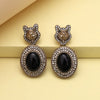 Black Color Kundan Earrings (KDE990BLK)