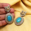 Firozi Color Kundan Earrings (KDE990FRZ)