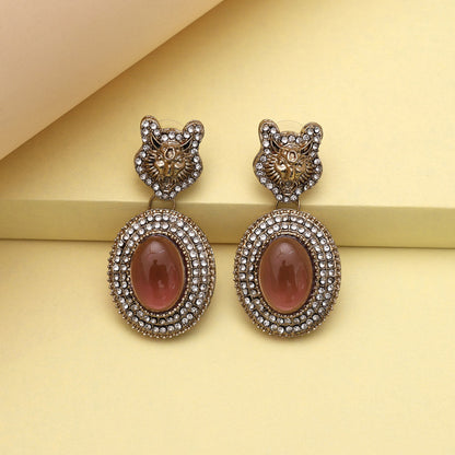 Magenta Color Kundan Earrings (KDE990MNT)