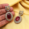 Red Color Kundan Earrings (KDE990RED)