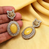 Yellow Color Kundan Earrings (KDE990YLW)