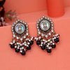 Black Color Kundan Earrings (KDE991BLK)