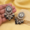 Black Color Kundan Earrings (KDE991BLK)