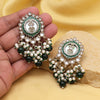 Green Color Kundan Earrings (KDE991GRN)