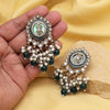 Turquoise Blue Color Kundan Earrings (KDE991TBLU)