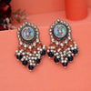 Turquoise Blue Color Kundan Earrings (KDE991TBLU)