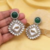 Green Color Kundan Earrings (KDE992GRN)