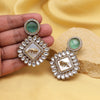 Pista Green Color Kundan Earrings (KDE992PGRN)