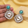 Rama Green Color Kundan Earrings (KDE992RGRN)