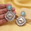 Sky Blue Color Kundan Earrings (KDE992SBLU)