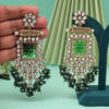 Green Color Kundan Earrings (KDE995GRN)