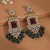 Maroon & Green Color Kundan Earrings (KDE995MG)